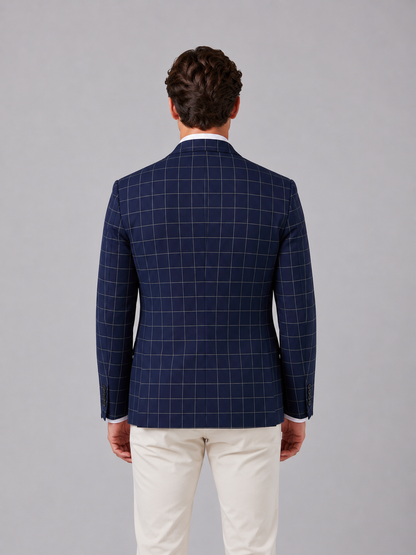 Men's Windowpane Check Blazer | Tailored Fit | Single Breasted | Smart Casual | Steven & Levon