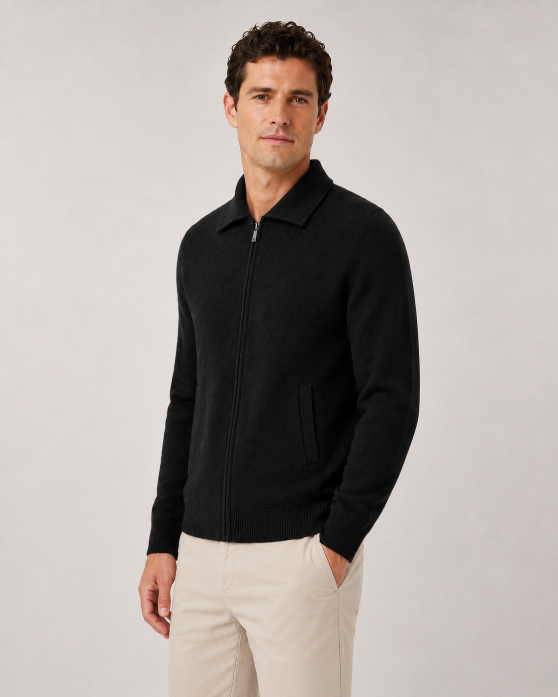 Men's Wool Zip Up Sweater | Long Sleeve | Soft Knit | Classic Fit | Smart Casual Layer | Steven & Levon