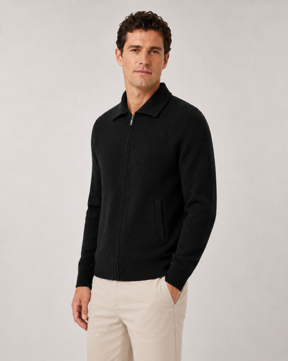 Men's Wool Zip Up Sweater | Long Sleeve | Soft Knit | Classic Fit | Smart Casual Layer | Steven & Levon