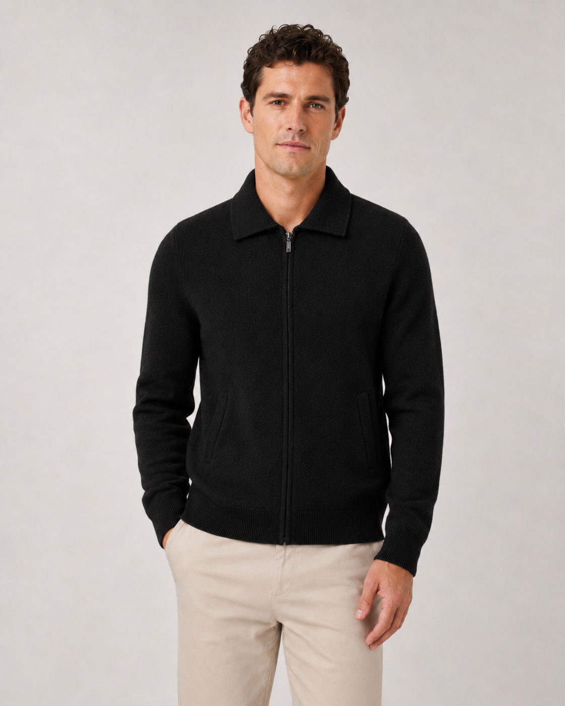Men's Wool Zip Up Sweater | Long Sleeve | Soft Knit | Classic Fit | Smart Casual Layer | Steven & Levon