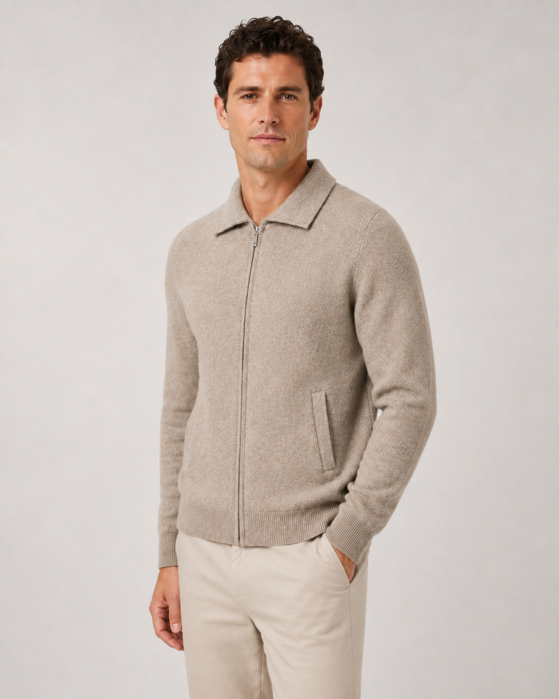 Men's Wool Zip Up Sweater | Long Sleeve | Soft Knit | Classic Fit | Smart Casual Layer | Steven & Levon