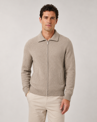 Men's Wool Zip Up Sweater | Long Sleeve | Soft Knit | Classic Fit | Smart Casual Layer | Steven & Levon