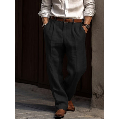Men's Wide Leg Trousers |  Relaxed Fit Cotton Blend Pants | Smart Casual Streetwear | Steven & Levon