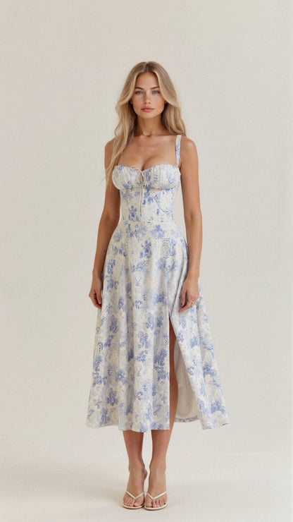Women's Floral Corset Midi Dress | Figure-Flattering Dress | Steven & Levon