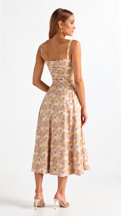 Women's Floral Corset Midi Dress | Figure-Flattering Dress | Steven & Levon