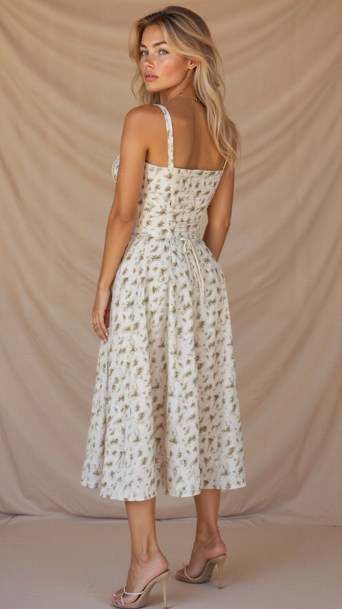 Women's Floral Corset Midi Dress | Figure-Flattering Dress | Steven & Levon