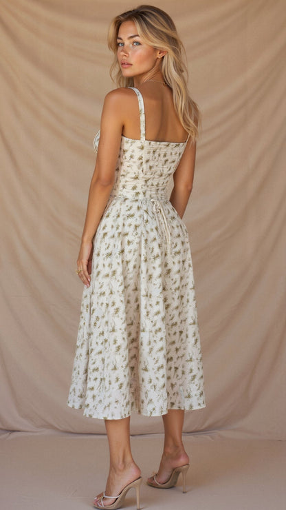 Women's Floral Corset Midi Dress | Figure-Flattering Dress | Steven & Levon