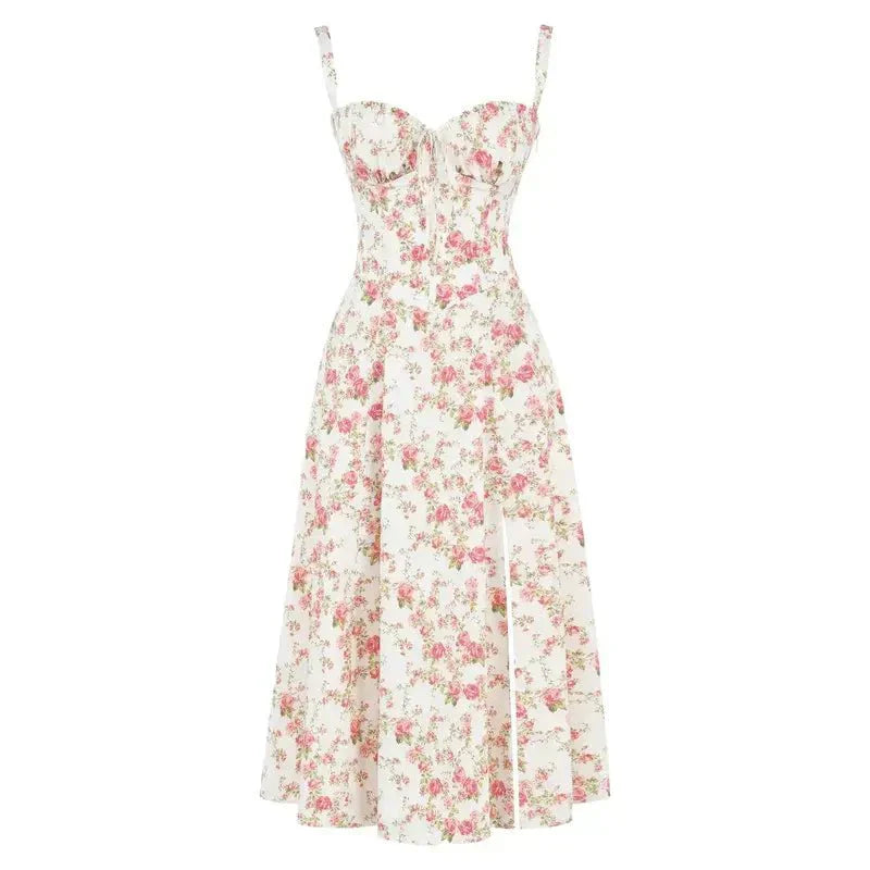 Women's Floral Corset Midi Dress | Figure-Flattering Dress | Steven & Levon