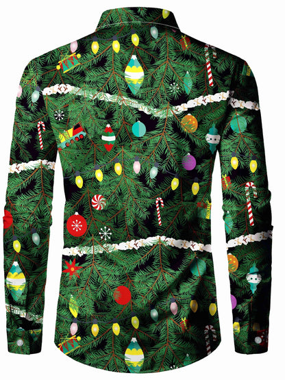 Christmas Tree Print Shirt | Men's Long Sleeve | Festive Holiday Style | Steven & Levon