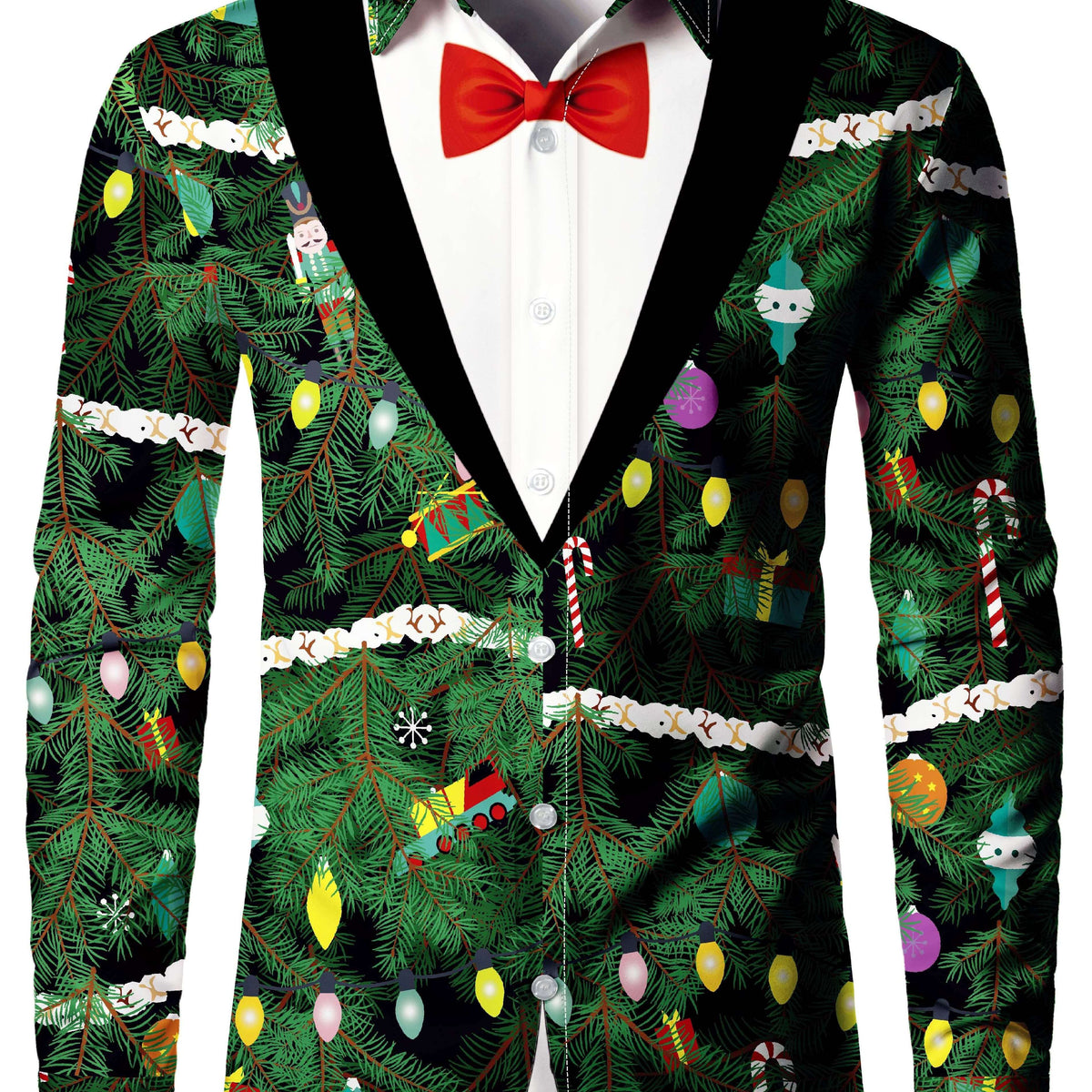 Christmas Tree Print Shirt | Men's Long Sleeve | Festive Holiday Style | Steven & Levon