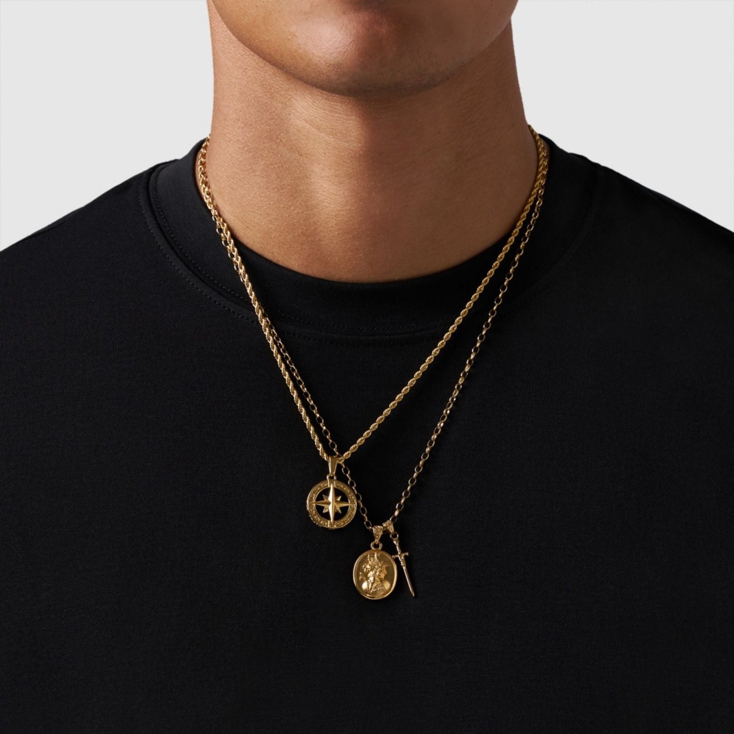 Gold Pendant Set | Unisex | Stainless Steel | Customisable Jewellery | Layered Necklace Set | Steven & Levon