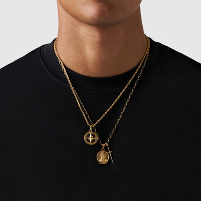 Gold Pendant Set | Unisex | Stainless Steel | Customisable Jewellery | Layered Necklace Set | Steven & Levon
