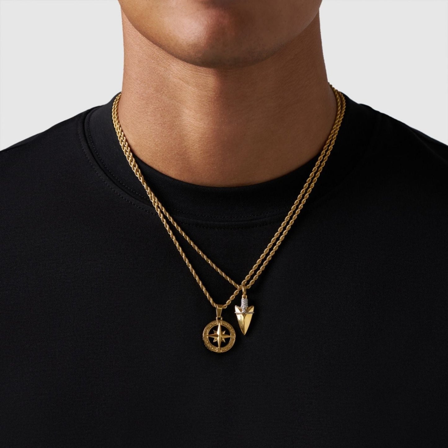 Gold Pendant Set | Unisex | Stainless Steel | Customisable Jewellery | Layered Necklace Set | Steven & Levon