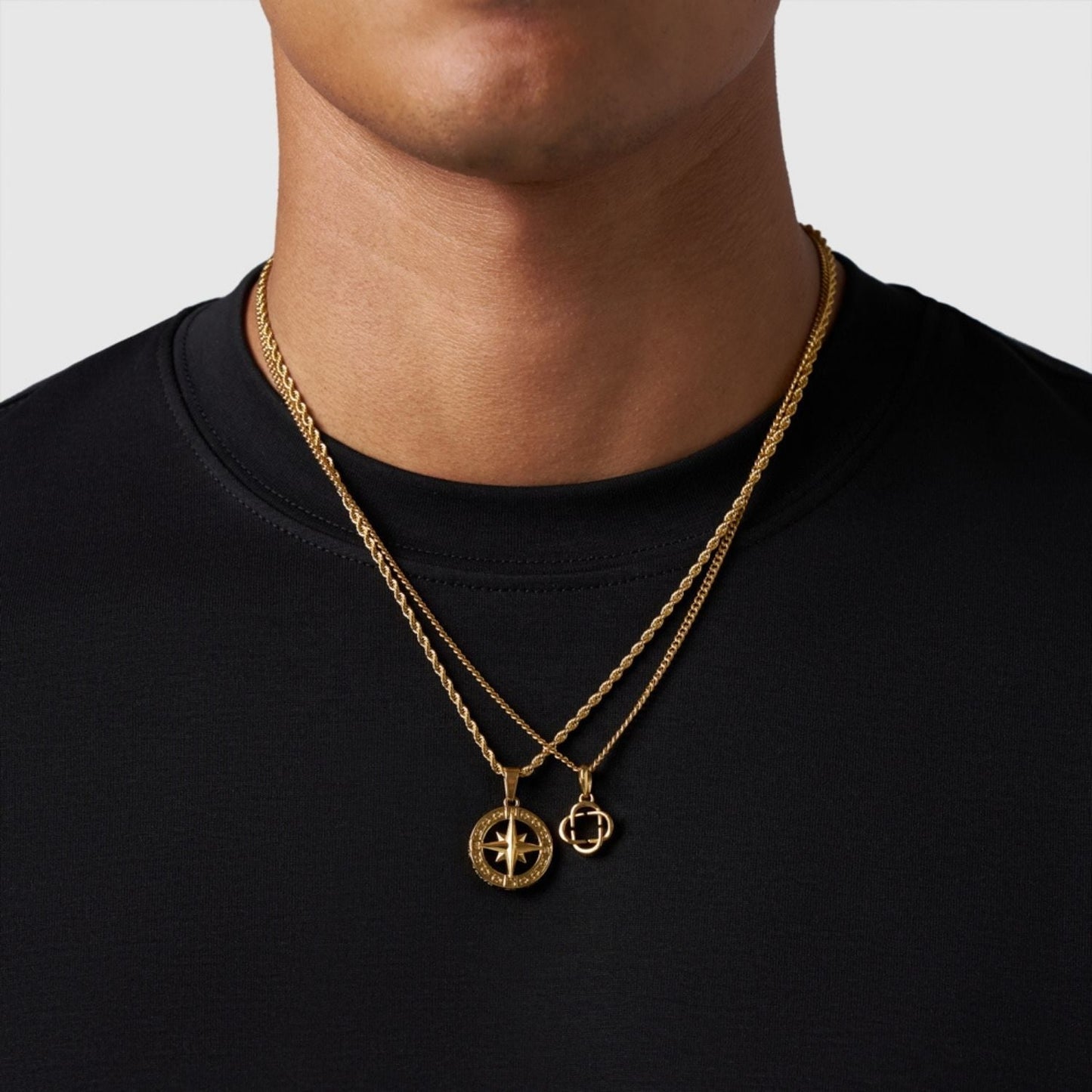 Gold Pendant Set | Unisex | Stainless Steel | Customisable Jewellery | Layered Necklace Set | Steven & Levon
