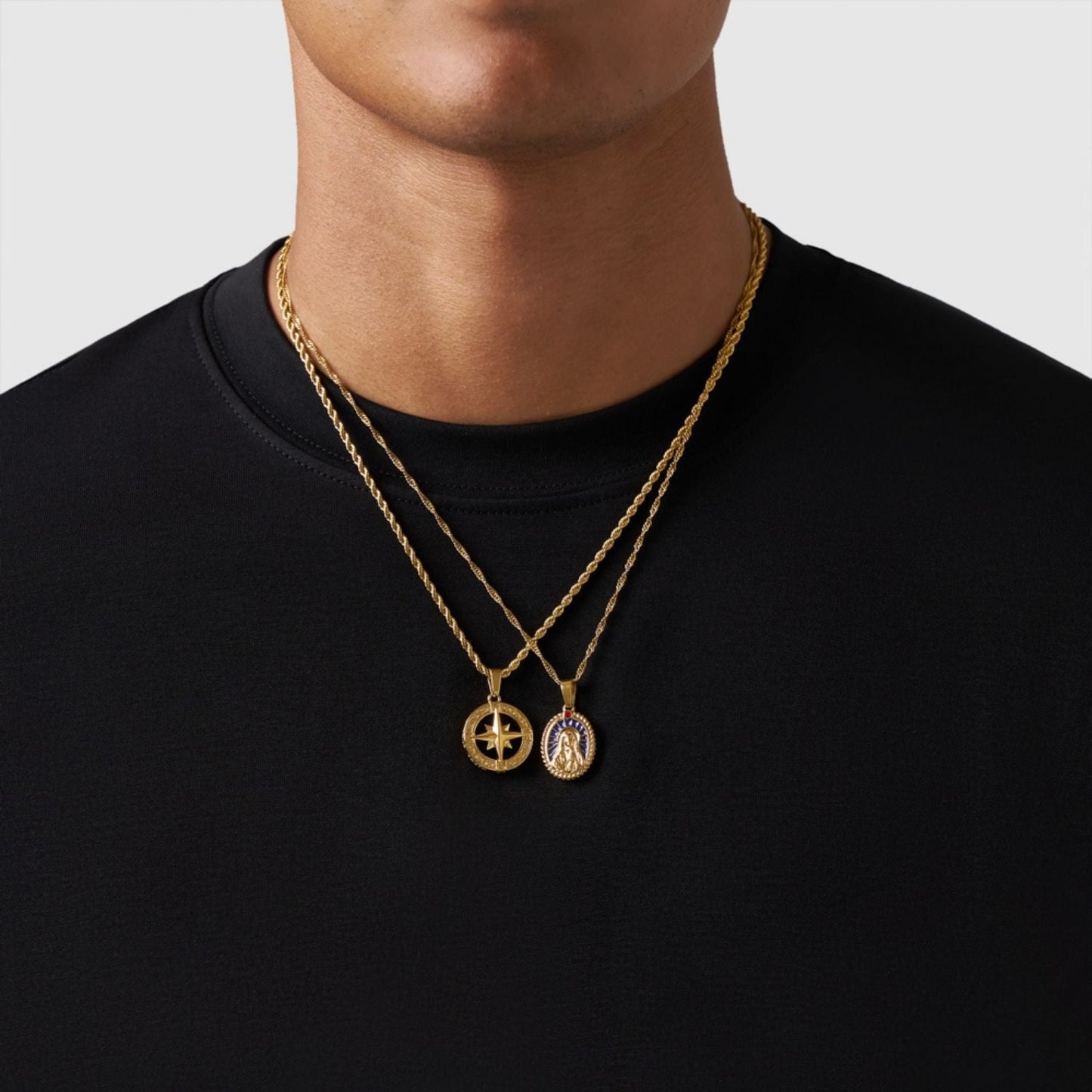 Gold Pendant Set | Unisex | Stainless Steel | Customisable Jewellery | Layered Necklace Set | Steven & Levon