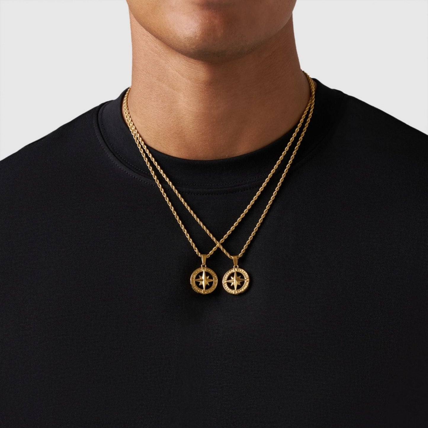 Gold Pendant Set | Unisex | Stainless Steel | Customisable Jewellery | Layered Necklace Set | Steven & Levon