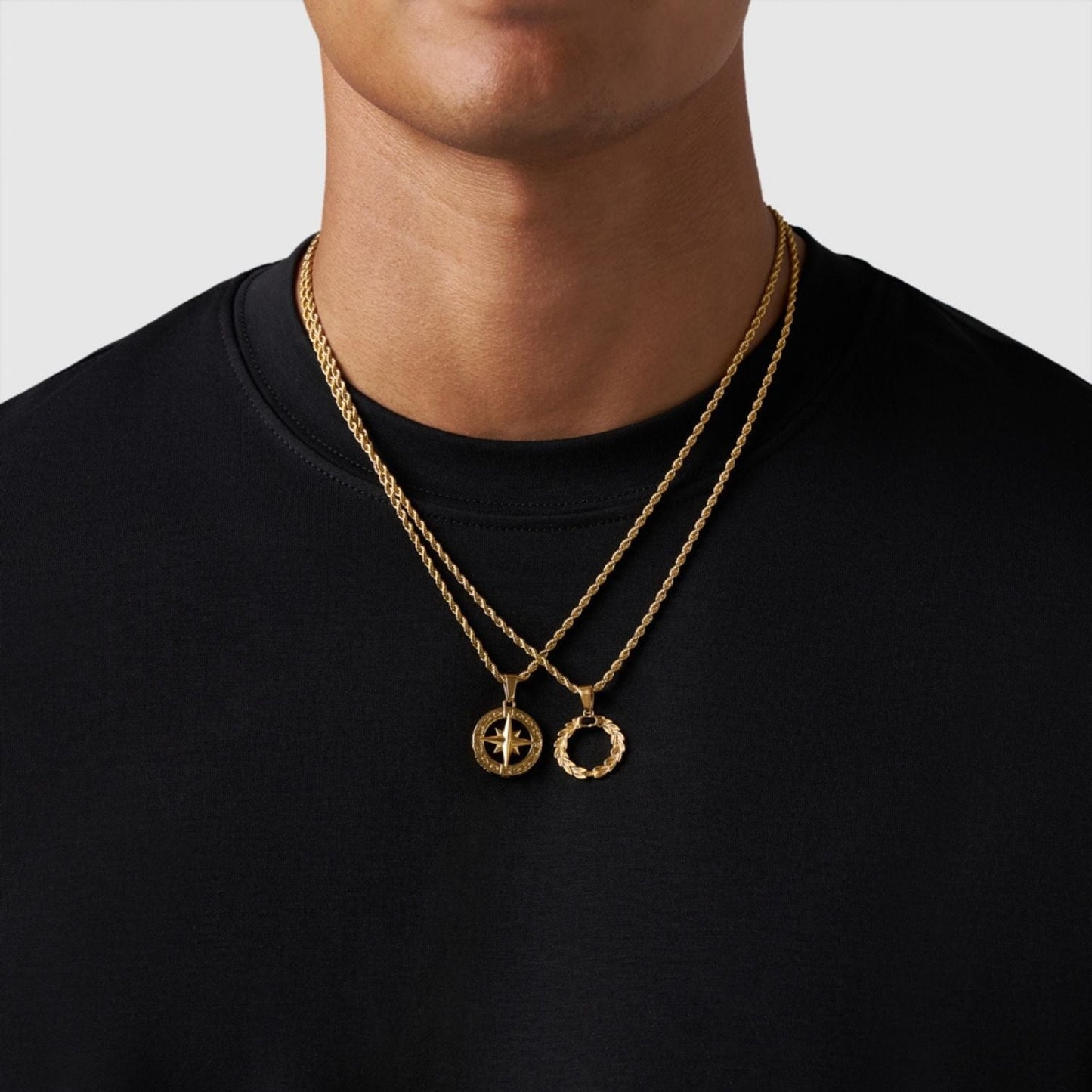 Gold Pendant Set | Unisex | Stainless Steel | Customisable Jewellery | Layered Necklace Set | Steven & Levon