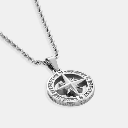 Silver North Star Pendant | Men | Stainless Steel | Star Design | Statement Necklace | Steven & Levon
