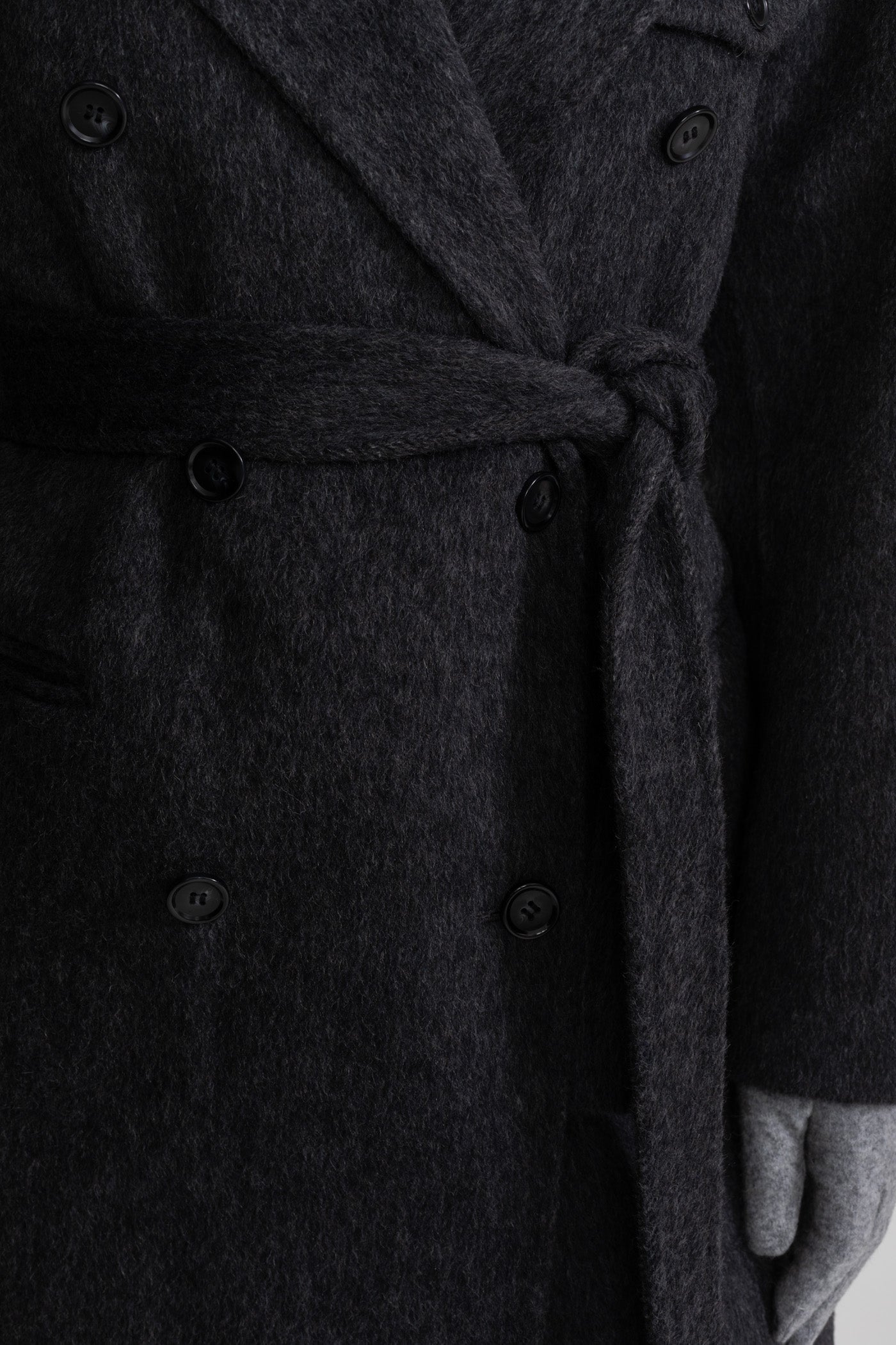 Wool Coat | Women | Double-Breasted | Waist Belt | Charcoal Grey | Winter Overcoat | Steven & Levon