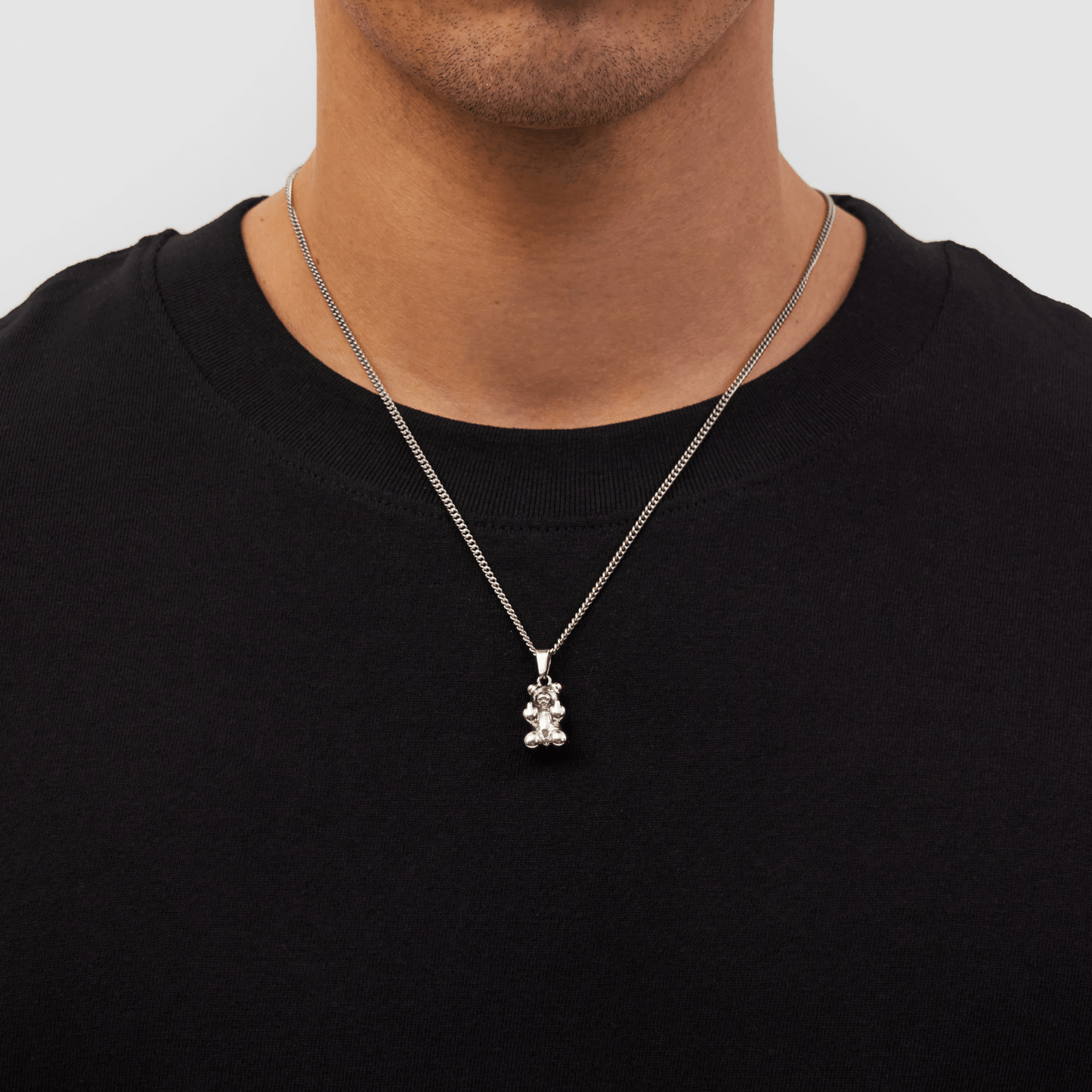 Silver Offensive Bear Pendant | Men | Stainless Steel | Bear Design | Statement Necklace | Steven & Levon