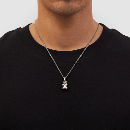 Silver Offensive Bear Pendant | Men | Stainless Steel | Bear Design | Statement Necklace | Steven & Levon