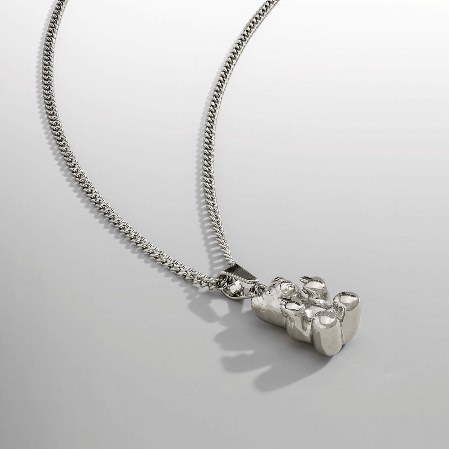Silver Offensive Bear Pendant | Men | Stainless Steel | Bear Design | Statement Necklace | Steven & Levon