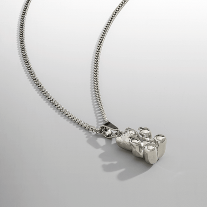 Silver Offensive Bear Pendant | Men | Stainless Steel | Bear Design | Statement Necklace | Steven & Levon