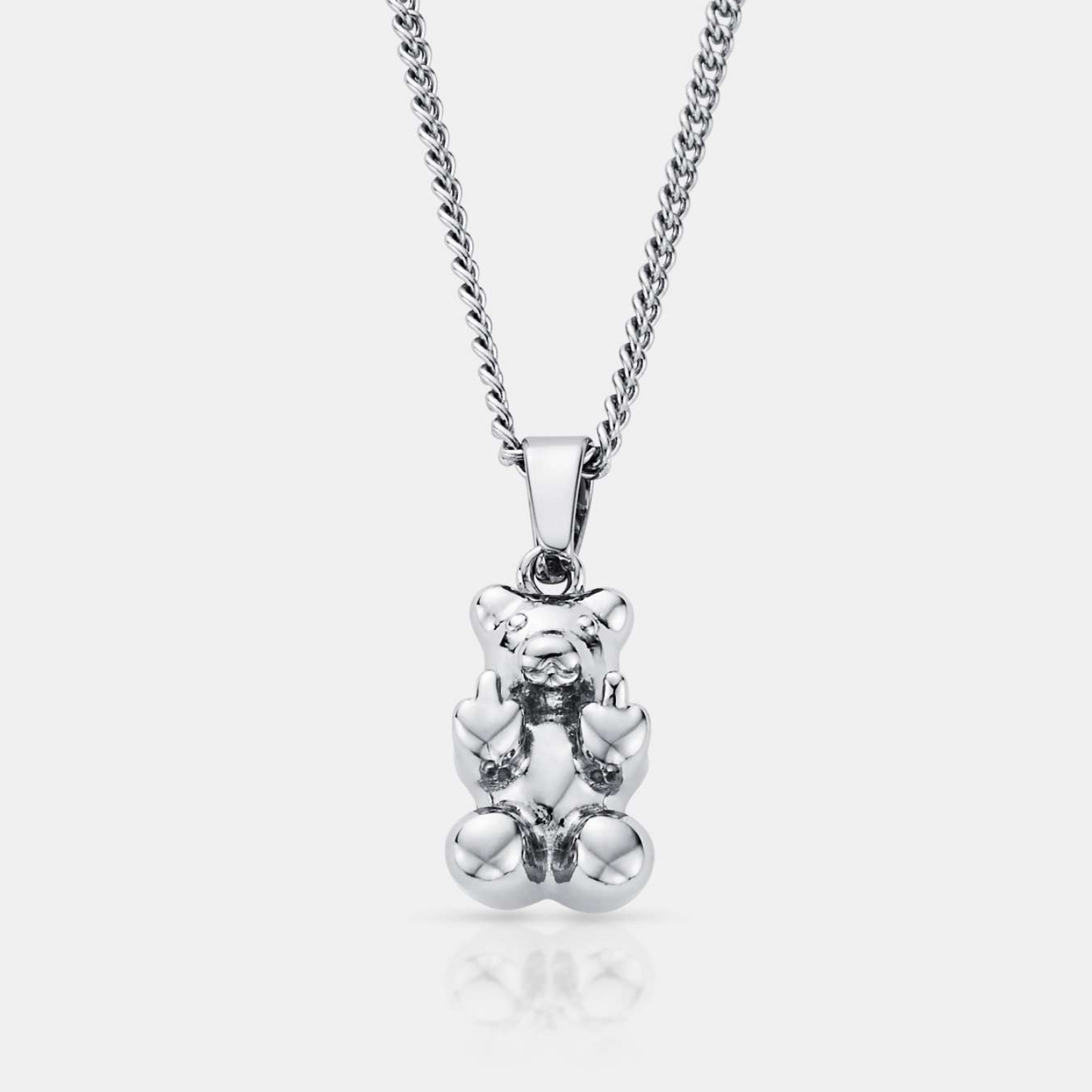 Silver Offensive Bear Pendant | Men | Stainless Steel | Bear Design | Statement Necklace | Steven & Levon