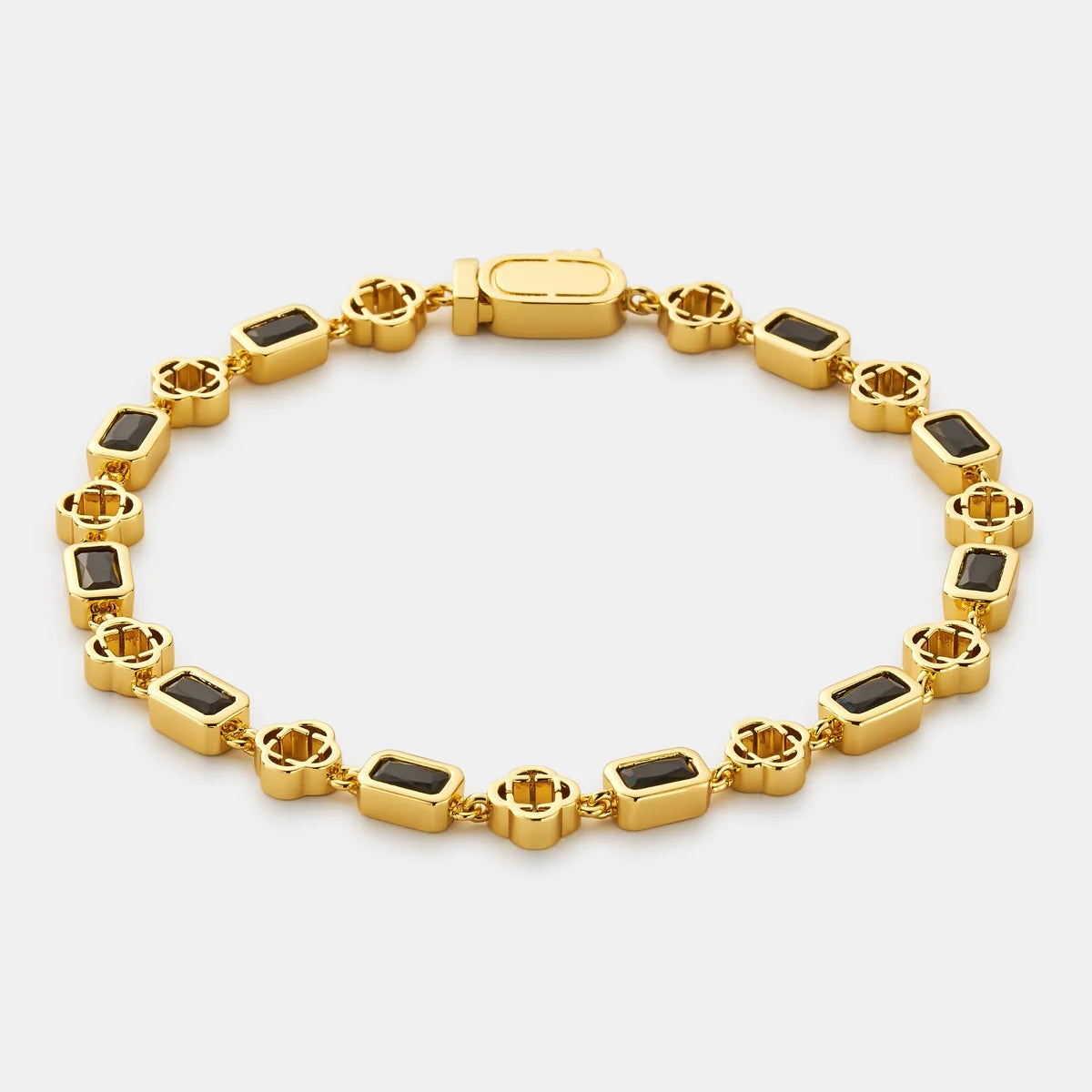 Onyx Clover Bracelet | Men | Black Onyx & Gold or Silver | Gemstone Beaded Bracelet | Steven & Levon