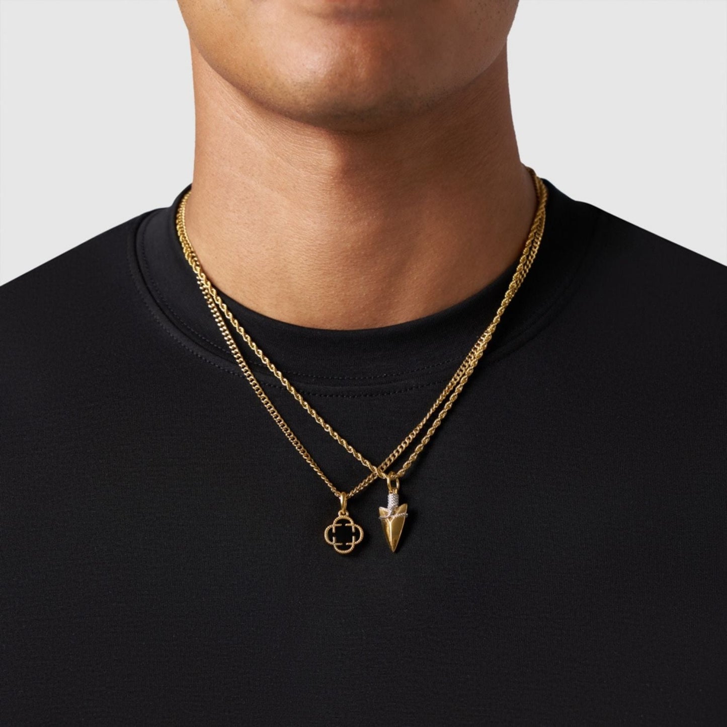 Gold Pendant Set | Unisex | Stainless Steel | Customisable Jewellery | Layered Necklace Set | Steven & Levon