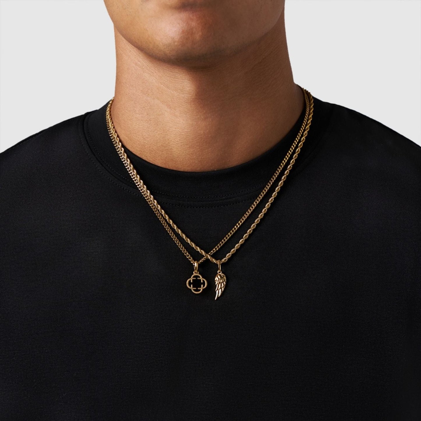 Gold Pendant Set | Unisex | Stainless Steel | Customisable Jewellery | Layered Necklace Set | Steven & Levon