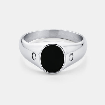 Oval Stone Ring | Gold or Silver | Unisex | Stainless Steel | Oval Gemstone | Classic Style | Steven & Levon