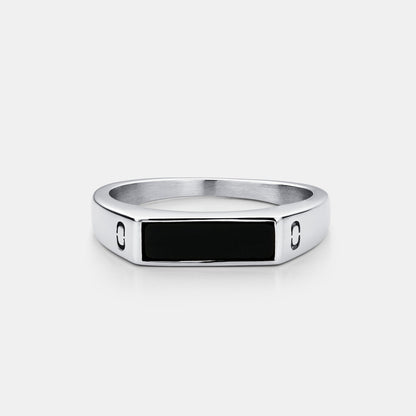 Rectangle Stone Ring | Gold or Silver | Unisex | Stainless Steel | Rectangular Stone | Classic Style | Steven & Levon