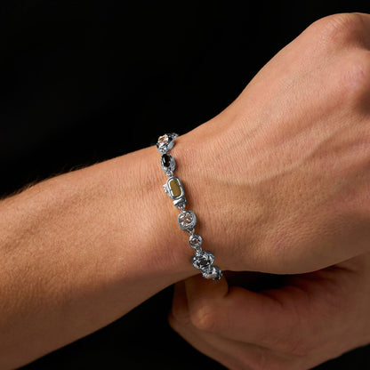 Melted Onyx Bracelet | Men | Stainless Steel | Silver & Gold | Onyx Gemstone | Statement | Steven & Levon