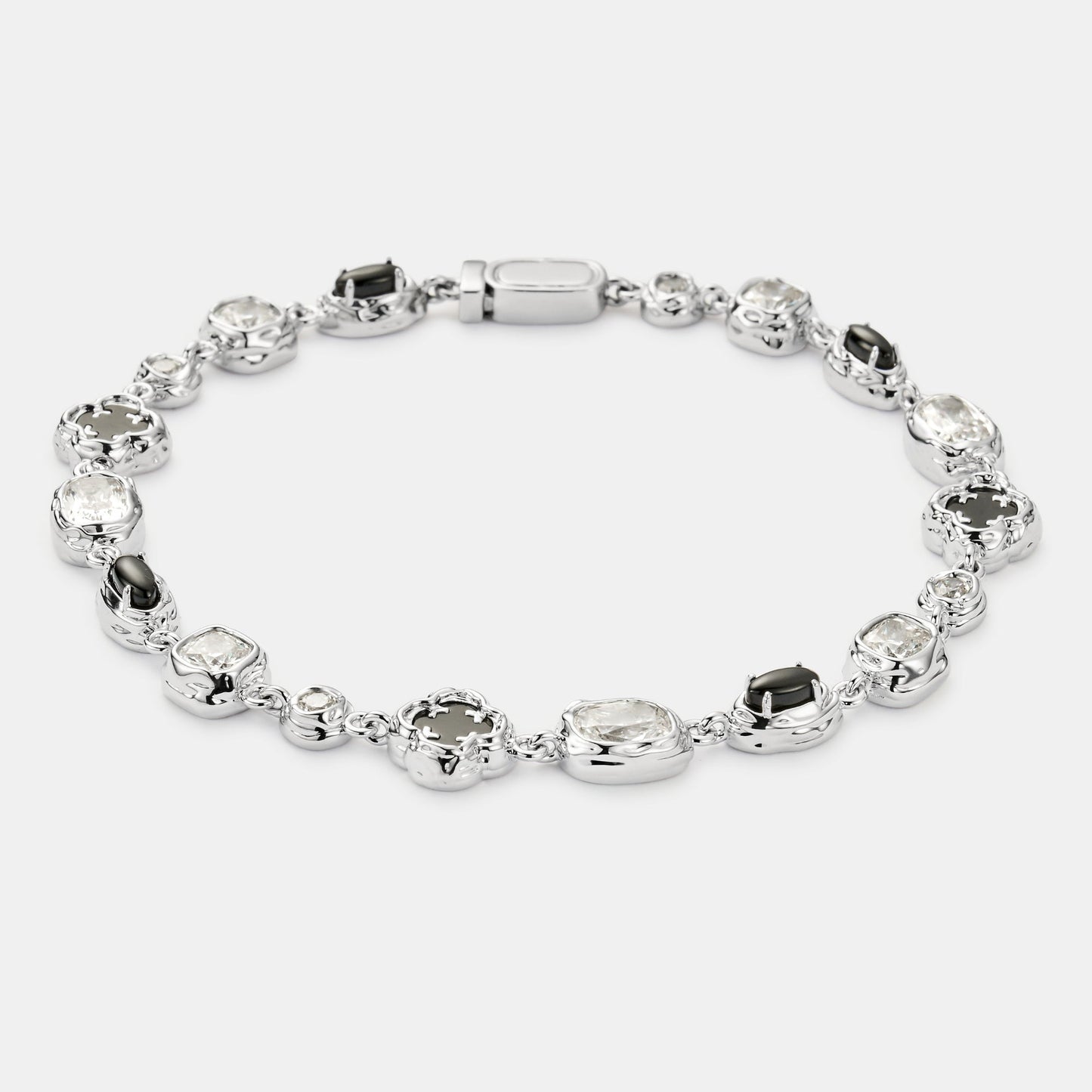 Melted Onyx Bracelet | Men | Stainless Steel | Silver & Gold | Onyx Gemstone | Statement | Steven & Levon