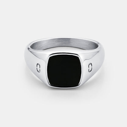 Onyx Signet Ring | Gold or Silver | Men | Stainless Steel | Black Onyx Gemstone | Steven & Levon