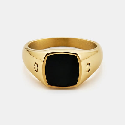 Onyx Signet Ring | Gold or Silver | Men | Stainless Steel | Black Onyx Gemstone | Steven & Levon