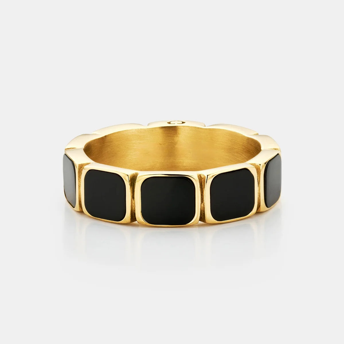Stone Band Ring | Gold or Silver | Unisex | Stainless Steel | Natural Stone | Classic Style | Steven & Levon