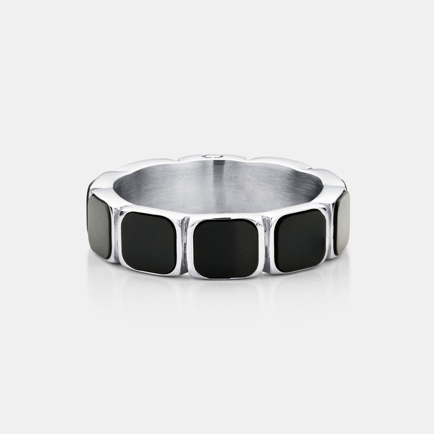 Stone Band Ring | Gold or Silver | Unisex | Stainless Steel | Natural Stone | Classic Style | Steven & Levon