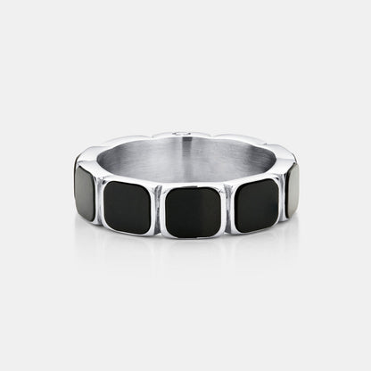 Stone Band Ring | Gold or Silver | Unisex | Stainless Steel | Natural Stone | Classic Style | Steven & Levon