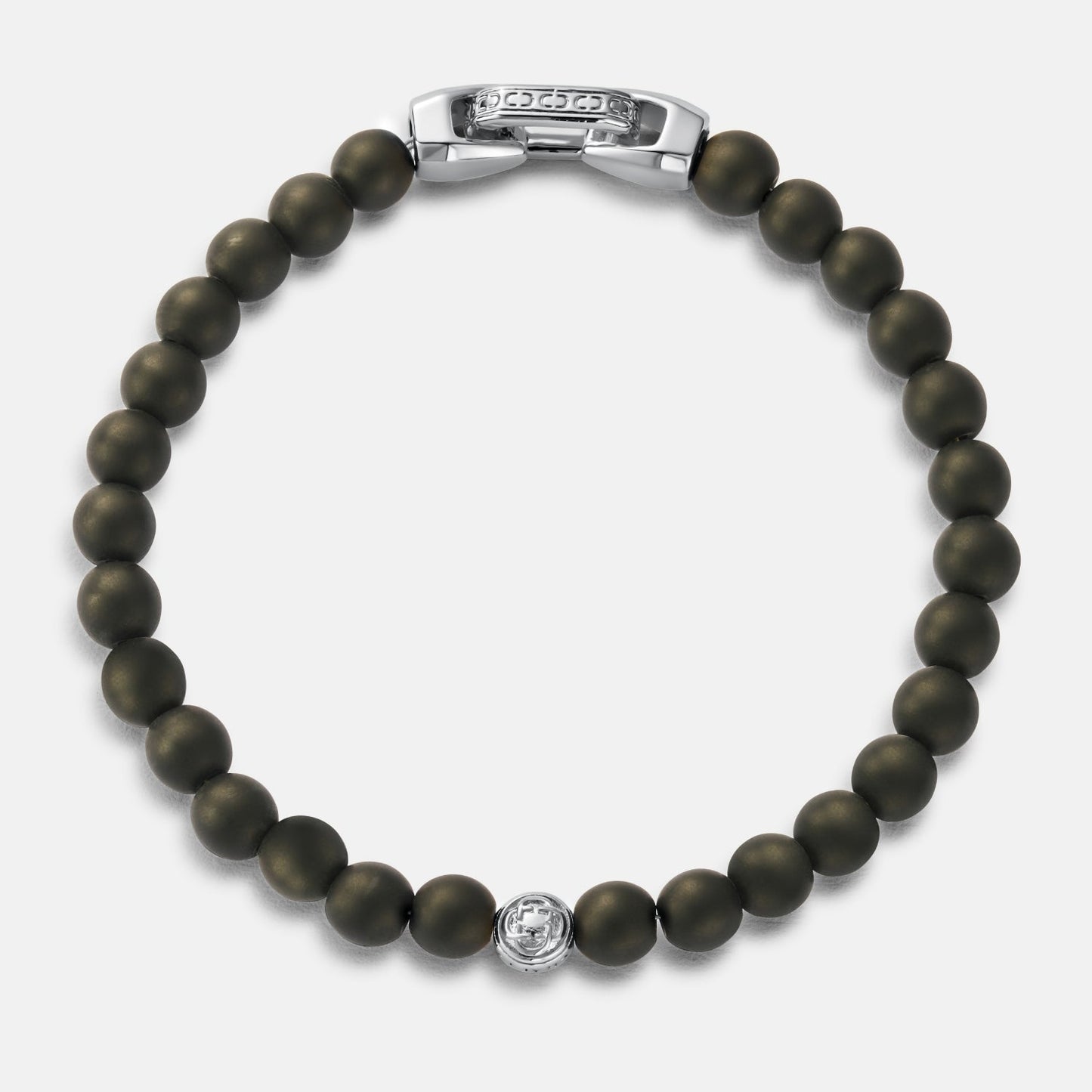 Onyx Lock Bracelet | Men | Black Onyx & Gold or Silver | Adjustable Beaded Bracelet | Steven & Levon