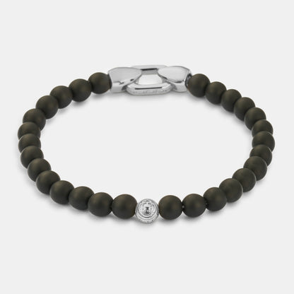 Onyx Lock Bracelet | Men | Black Onyx & Gold or Silver | Adjustable Beaded Bracelet | Steven & Levon