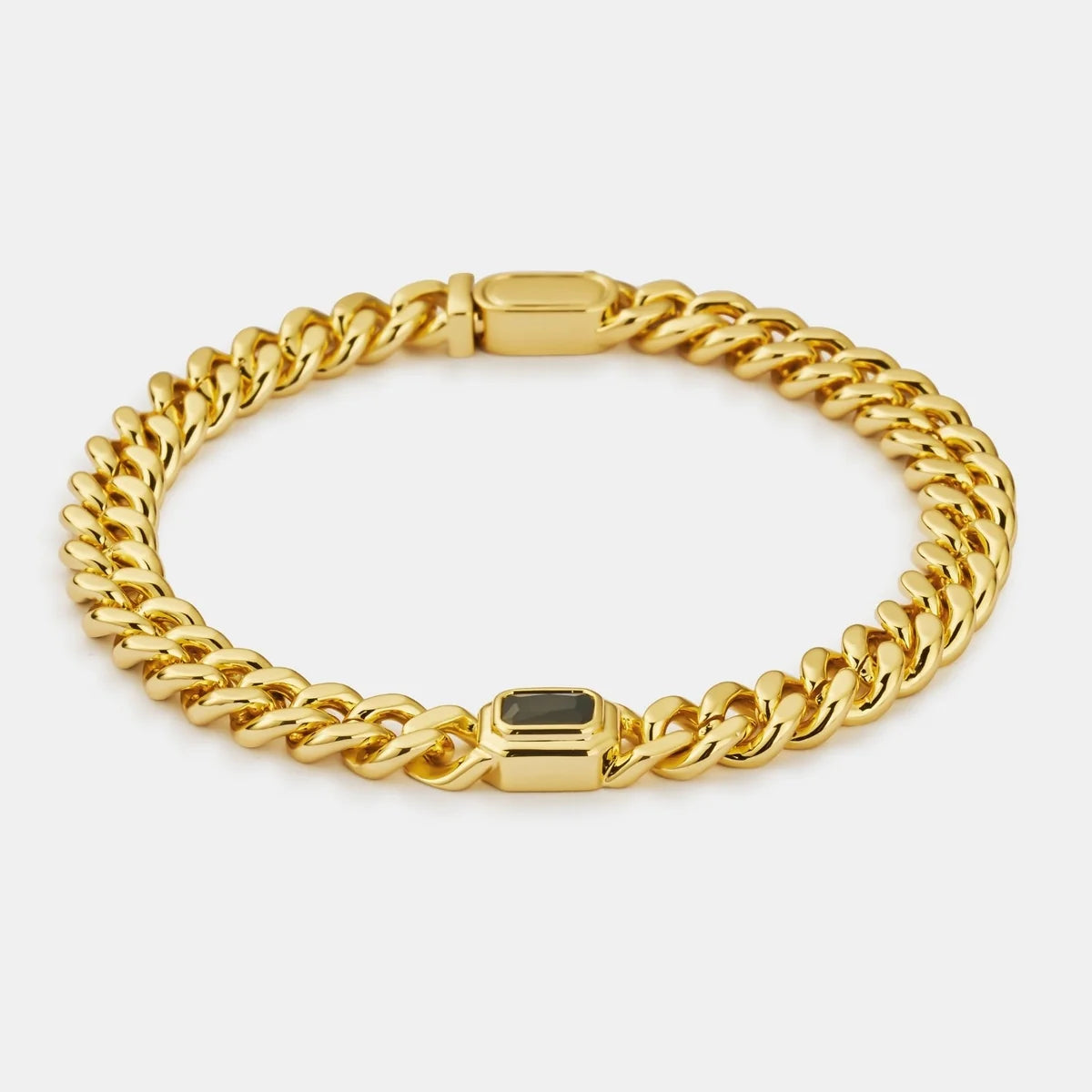 Onyx Cuban Bracelet | Men | Stainless Steel | Silver & Gold | 6mm Onyx Stone | Steven & Levon
