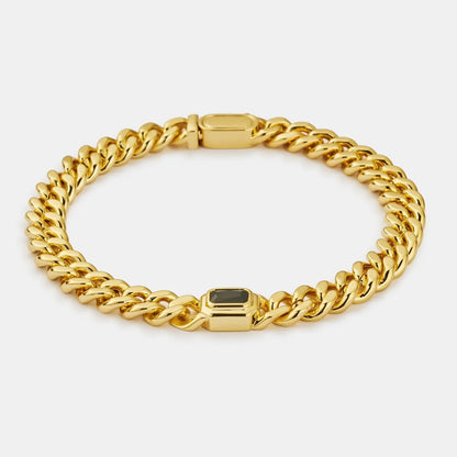Onyx Cuban Bracelet | Men | Stainless Steel | Silver & Gold | 6mm Onyx Stone | Steven & Levon
