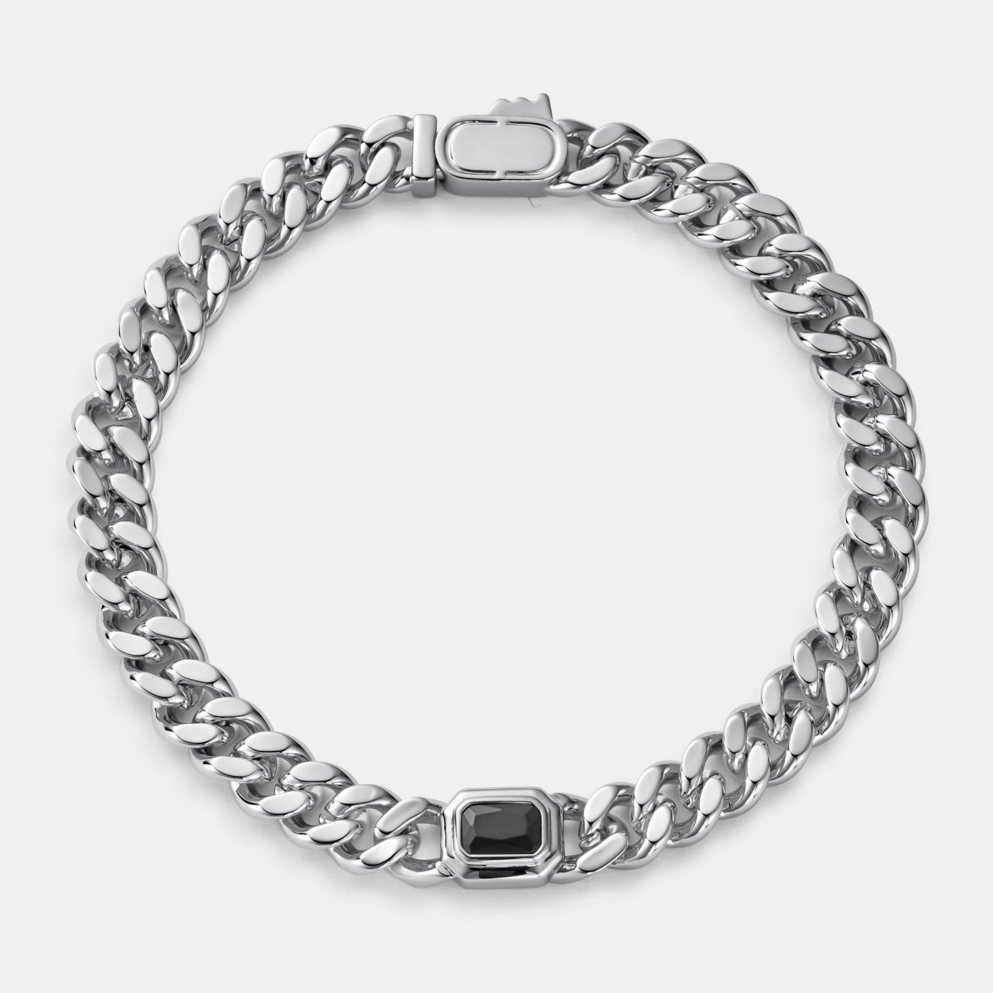 Onyx Cuban Bracelet | Men | Stainless Steel | Silver & Gold | 6mm Onyx Stone | Steven & Levon