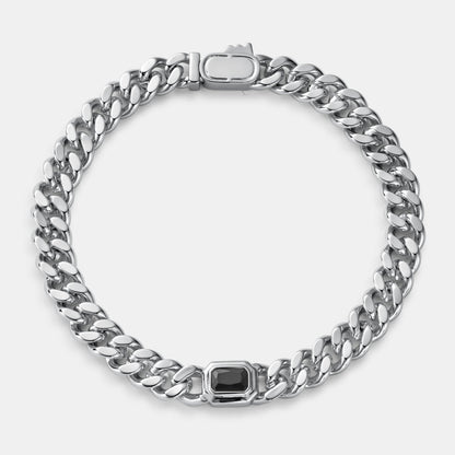 Onyx Cuban Bracelet | Men | Stainless Steel | Silver & Gold | 6mm Onyx Stone | Steven & Levon