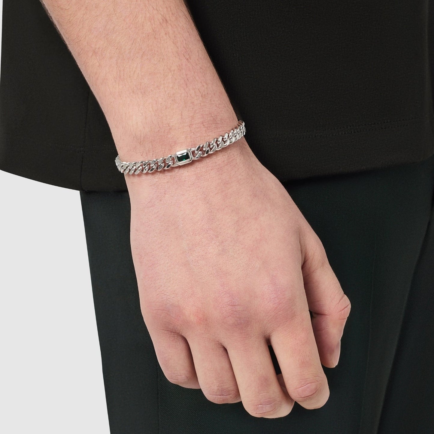 Onyx Cuban Bracelet | Men | Stainless Steel | Silver & Gold | 6mm Onyx Stone | Steven & Levon