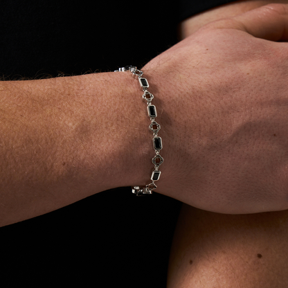 Onyx Clover Bracelet | Men | Black Onyx & Gold or Silver | Gemstone Beaded Bracelet | Steven & Levon