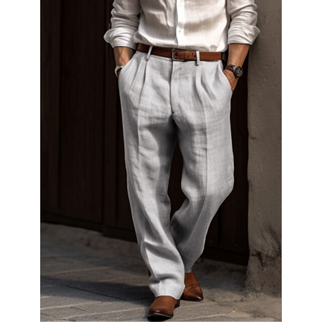 Men's Wide Leg Trousers |  Relaxed Fit Cotton Blend Pants | Smart Casual Streetwear | Steven & Levon