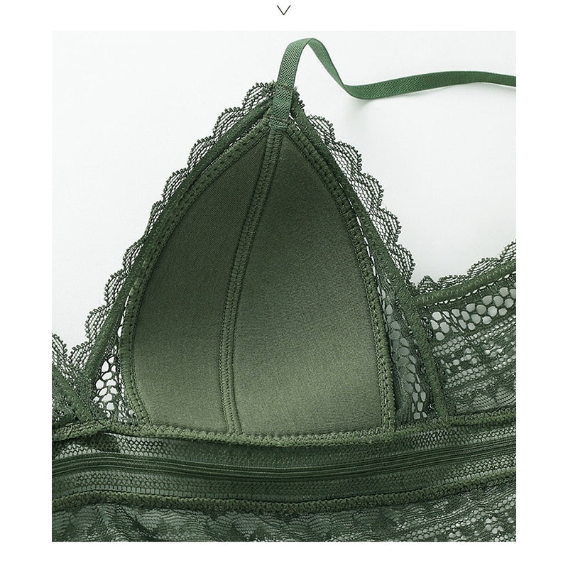 Back-Free Lace Bra | Women's Triangle Bralette | Soft Lace | Wireless Adjustable Lingerie | Comfortable Everyday Bra | Steven & Levon